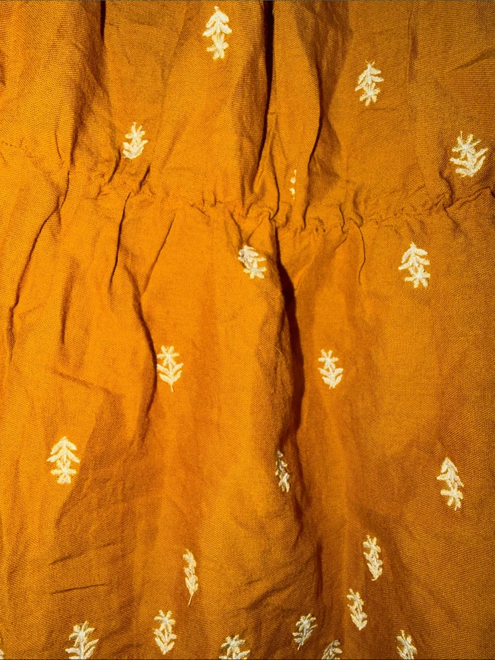 Old Navy Women's Mustard Embroidered Folk Art Peasant Blouse